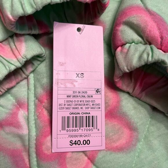 Wild Fable Fun women’s Hooded Quilted Jacket Mint Green Floral Size XS NWT - Picture 8 of 8